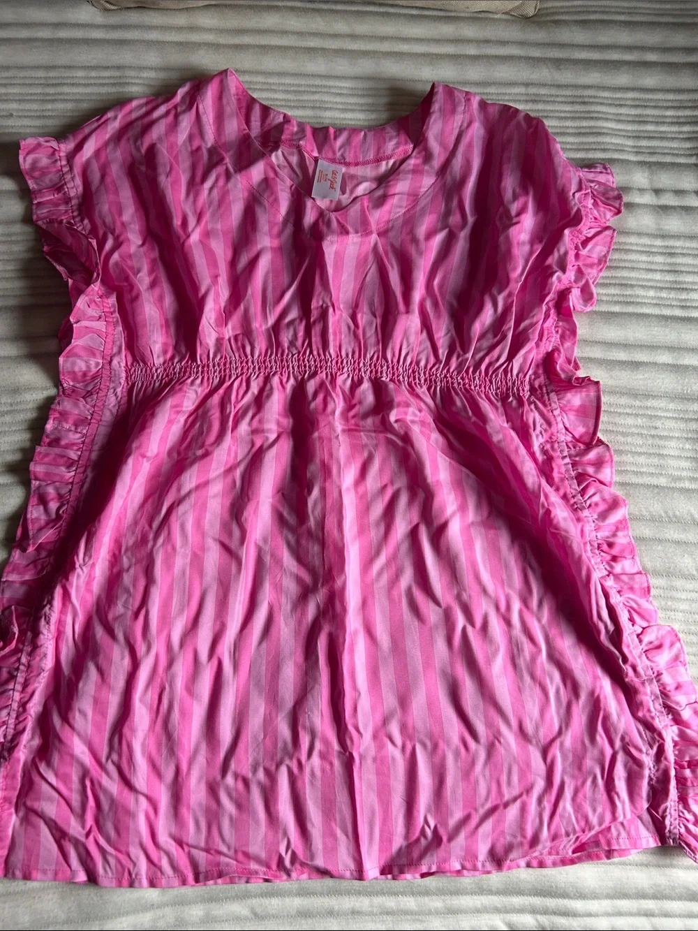 Girls 14 Pink Striped Swim Dress